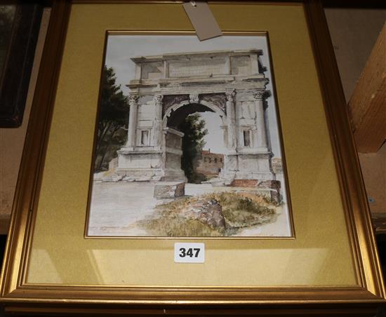 R. Arthur, watercolour, The Arch of Titus, Rome, signed